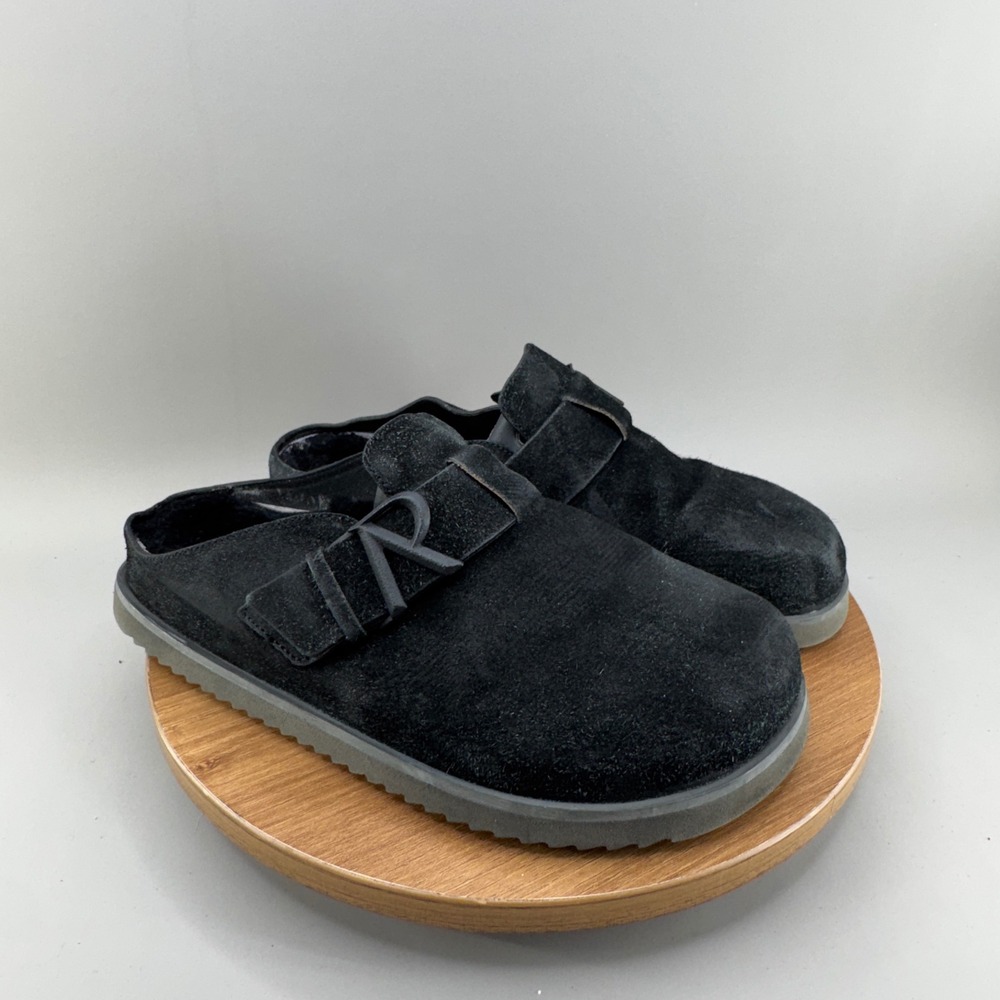 Represent Initial Mules Shearling Clogs 41 7 Black Suede Streetwear Luxury Cozy